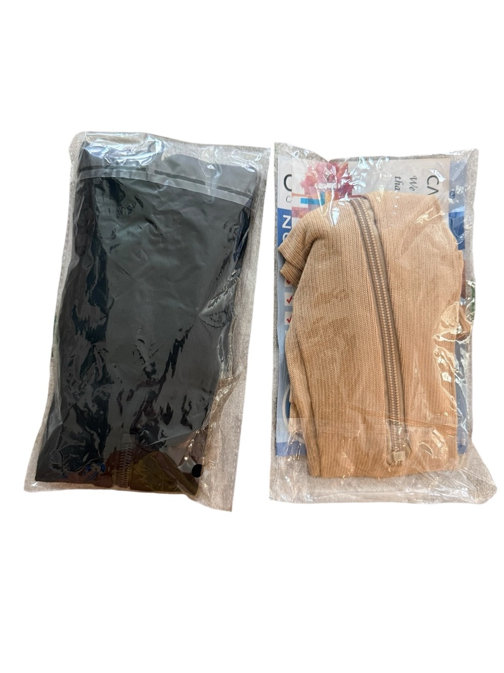 Back-Zip Compression Calf Socks — Black & Beige - Picture 4 of 5